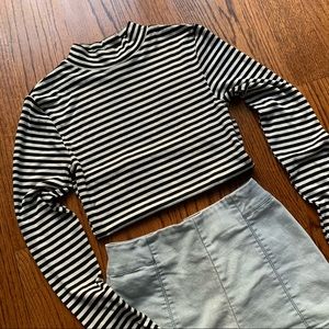 Mockneck Stripped Top